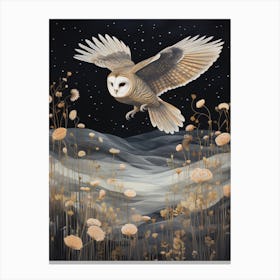 Barn Owl 2 Gold Detail Painting Canvas Print
