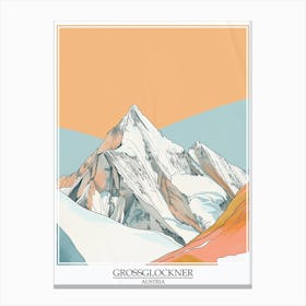 Grossglockner Austria Color Line Drawing 6 Poster Canvas Print