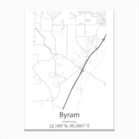 Byram,United States Minimalist Map 1 Canvas Print