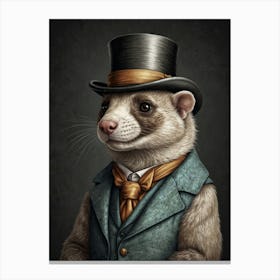 Ferret In Top Hat Canvas Print