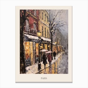 Vintage Winter Painting Poster Paris France 2 Canvas Print