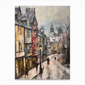 Vintage Winter Painting Edinburgh Scotland 1 Canvas Print