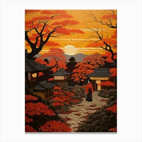 Seasonal Changes Japanese Style Illustration 2 Canvas Print