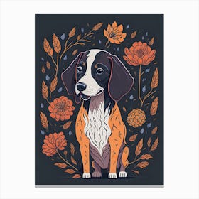 Floral Dog Portrait Boho Minimalism (24) Canvas Print