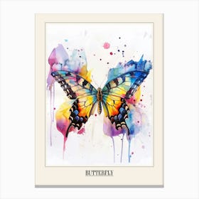 Butterfly Colourful Watercolour 1 Poster Canvas Print