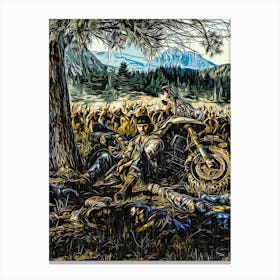 Man With Motorbike Videogame Canvas Print