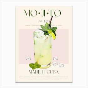 Mojito Cocktail Mid Century Canvas Print