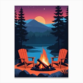 Campfire At Night Canvas Print