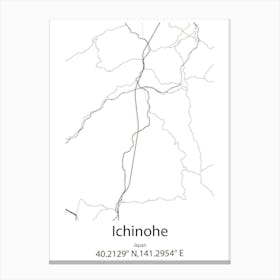 Ichinohe,Japan Minimalist Map Canvas Print