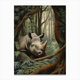 Rhino Resting In The Forest 1 Canvas Print