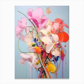 Abstract Flower Painting Sweet Pea 1 Canvas Print