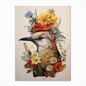 Bird With A Flower Crown Mockingbird 2 Canvas Print