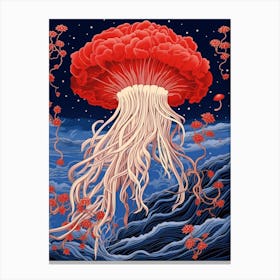 Lions Mane Jellyfish Traditional Japanese Illustration 2 Canvas Print
