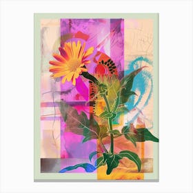 Calendula 3 Neon Flower Collage Canvas Print