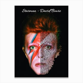 Starman David Bowie Text Art 1 Canvas Print