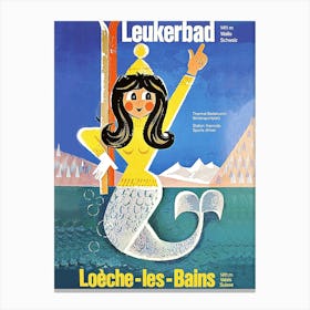 Skiing Mermaid From Les Bains, France Canvas Print