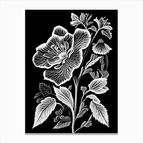 California Wild Rose Wildflower Linocut Canvas Print