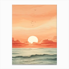 Bateau Bay Beach Australia At Sunset Golden Tones 4 Canvas Print