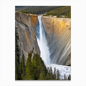 The Lower Falls Of The Yellowstone River, United States Realistic Photograph (1) Canvas Print