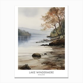 Lake Windermere 2 Watercolour Travel Poster Canvas Print