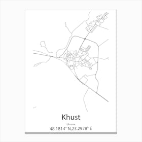 Khust,Ukraine Minimalist Map Canvas Print