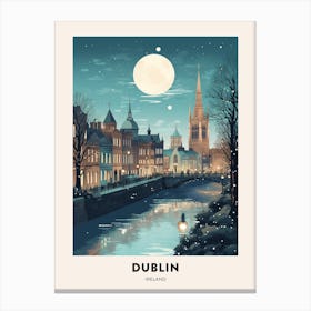 Winter Night  Travel Poster Dublin Ireland 1 Canvas Print