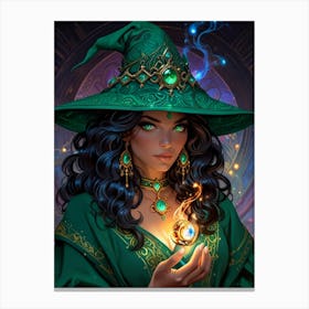 Witch In A Green Hat Canvas Print