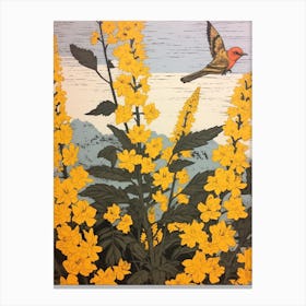 Nokanzou Goldenrod 1 Vintage Botanical Woodblock Canvas Print