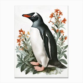 Adlie Penguin Bartolom Island Vintage Botanical Painting 2 Canvas Print