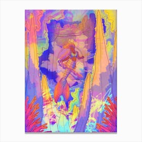 Mermaid And The Castle Canvas Print