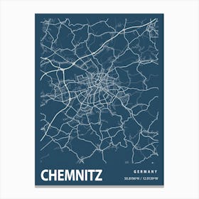 Chemnitz Blueprint City Map 1 Canvas Print