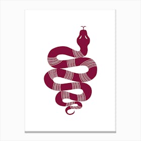 Large Snake Stripes Burgundy Canvas Print