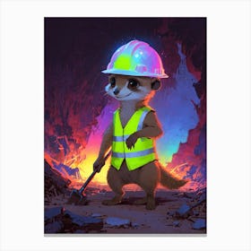 Meerkat In Hard Hat Canvas Print