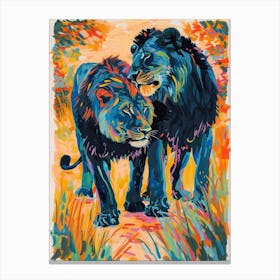 Black Lion Mating Rituals Fauvist Painting 2 Canvas Print