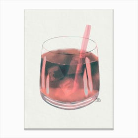 Pink Cocktail Watercolor Canvas Print