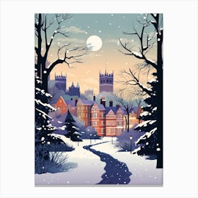 Winter Travel Night Illustration Windsor United Kingdom 3 Canvas Print