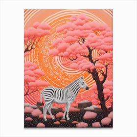 Zebra Under The Baobab Tree 3 Canvas Print