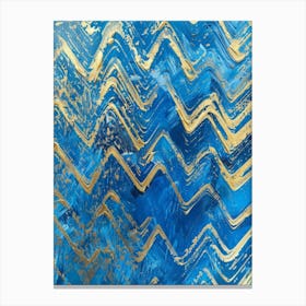 Blue Gold Chevron Canvas Print