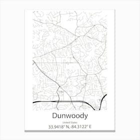 Dunwoody,United States Minimalist Map Canvas Print