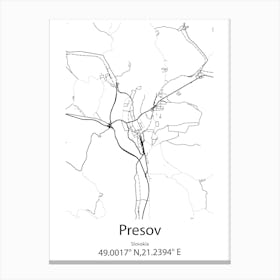 Presov,Slovakia Minimalist Map Canvas Print