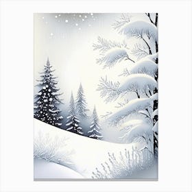 Winter Scenery, Snowflakes, Marker Art 1 Canvas Print