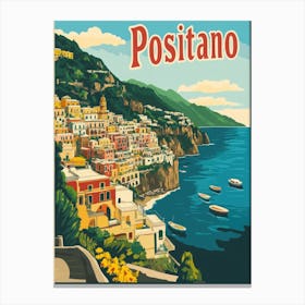 Aihrgdesign A Vintage Travel Poster Of Positano 2 Canvas Print