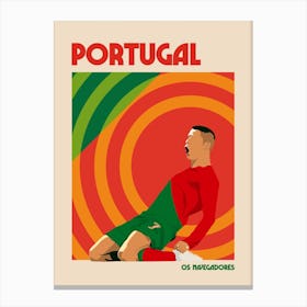 Portugal World Cup Football Retro Illustration Canvas Print