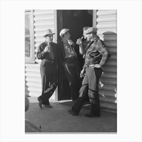 Shasta Dam Construction Workers Drinking Beer At Entrance To Bar, Central Valley, California By Russell Lee Canvas Print