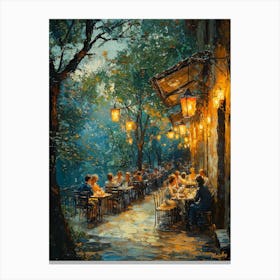 Restaurant At Night, Impressionist Oil Painting – Inspired by van Gogh Canvas Print