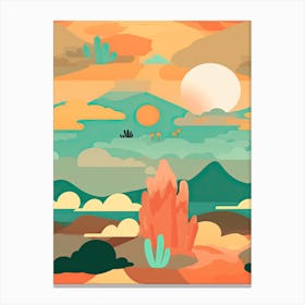 Colourful Retro Desert Sunset 3 Canvas Print
