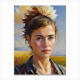 Girl In A Field Canvas Print