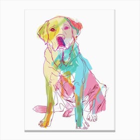 Pastel Labrador Dog Watercolour Line Illustration 2 Canvas Print