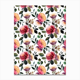 Watercolor Floral Pattern.Colorful roses. Flower day. artistic work. A gift for someone you love. Decorate the place with art. Imprint of a beautiful artist.2 Canvas Print
