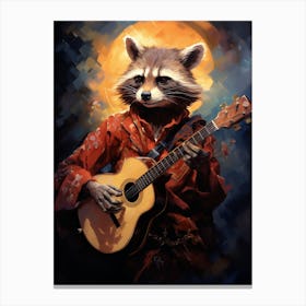 Raccoon Playing Guitar 2 Canvas Print